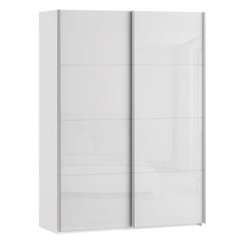 Szafa przesuwna na ubrania 150 cm  Biały / Biały połysk