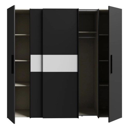 Szafa ubraniowa 200 cm Czarny / Biały