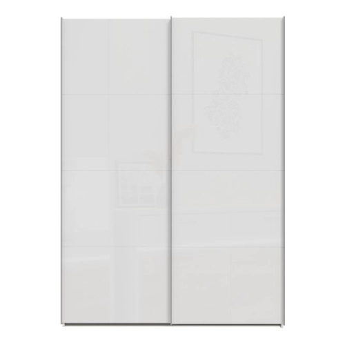 Szafa przesuwna na ubrania 150 cm  Biały / Biały połysk