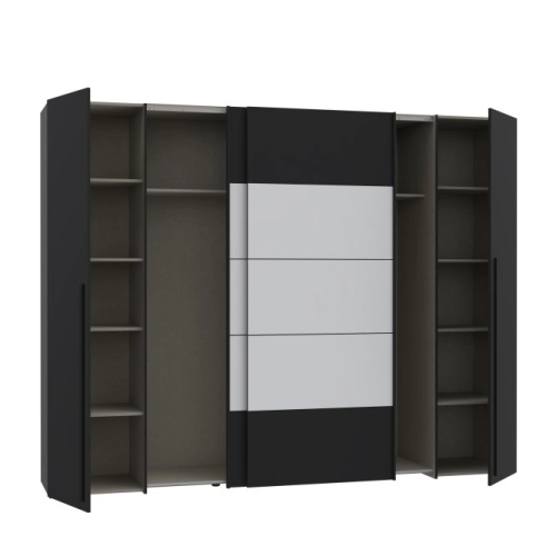 Szafa ubraniowa 270 cm Przesuwna Kolor Czarno / Biały