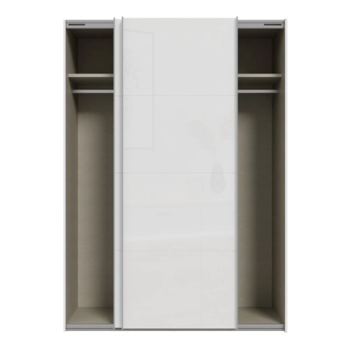 Szafa przesuwna na ubrania 150 cm  Biały / Biały połysk