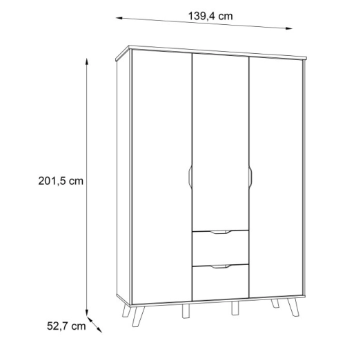 Szafa ubraniowa 140 cm Kolor Dębowy / Biały