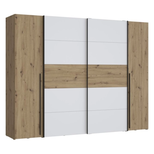 Szafa ubraniowa 270 cm Przesuwna Kolor Dąb Artisan / Biały
