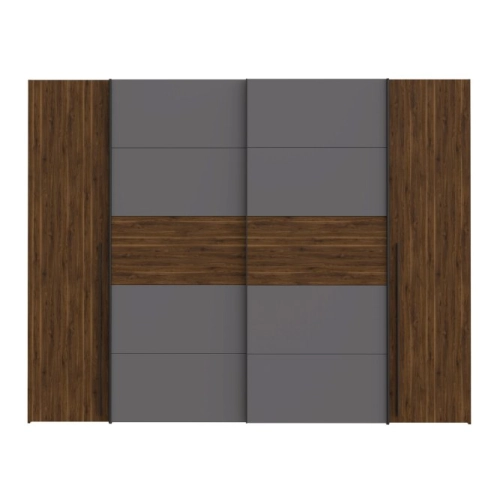 Szafa ubraniowa 270 cm Przesuwna Kolor Orzech Bakersfield/Grafit