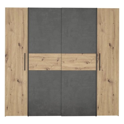 Szafa ubraniowa 200 cm Dąb Artisan / Beton ciemnoszary / Dąb Artisan