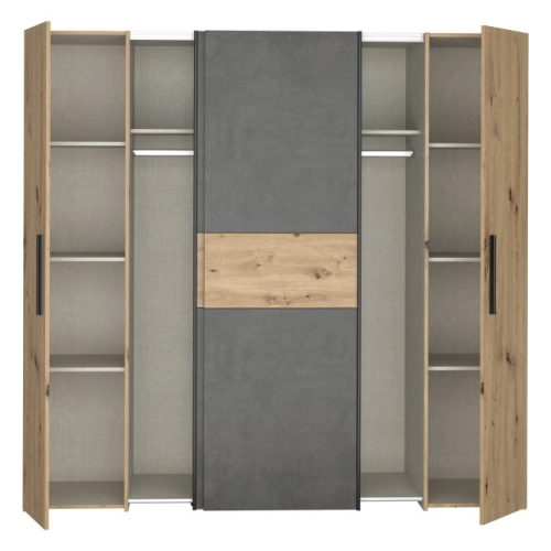 Szafa ubraniowa 200 cm Dąb Artisan / Beton ciemnoszary / Dąb Artisan