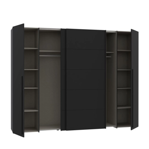 Szafa ubraniowa 270 cm Przesuwna Kolor Czarno / Biały