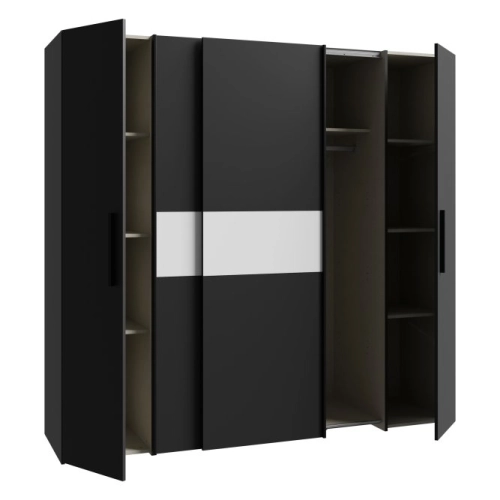 Szafa ubraniowa 200 cm Czarny / Biały