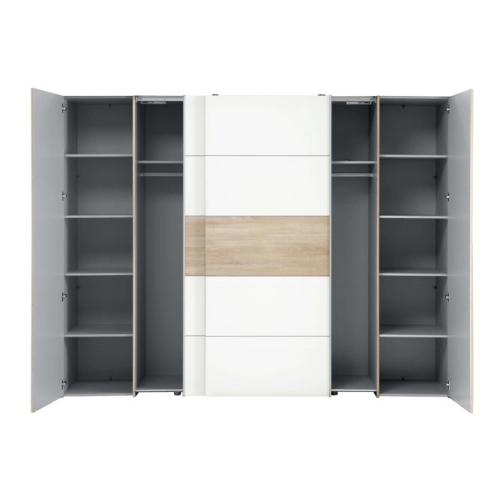 Szafa ubraniowa 270 cm Przesuwna Kolor Dąb Sonoma/Biały