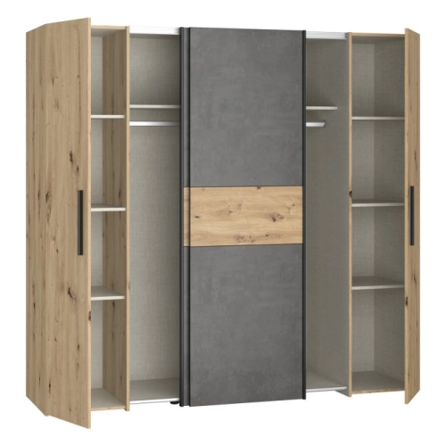 Szafa ubraniowa 200 cm Dąb Artisan / Beton ciemnoszary / Dąb Artisan