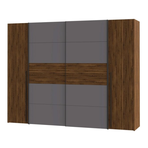 Szafa ubraniowa 270 cm Przesuwna Kolor Orzech Bakersfield/Grafit
