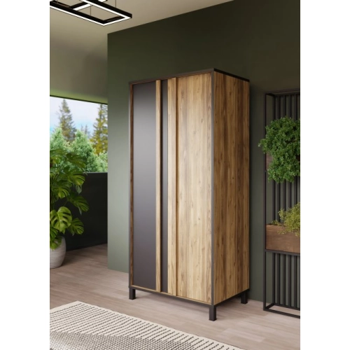 Szafa 90 cm Czarny/Świerk Alpejski