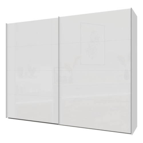 Szafa ubraniowa 270 cm Przesuwna Biały / Biały połysk