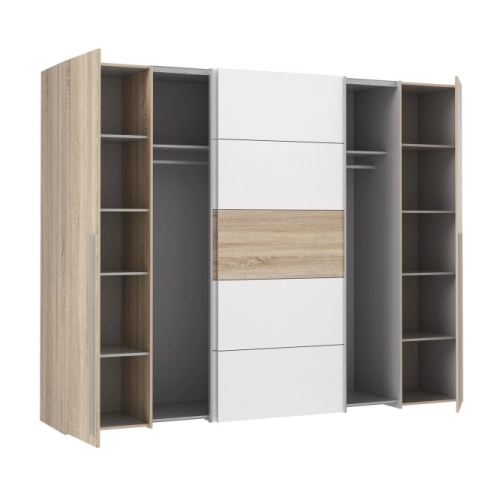 Szafa ubraniowa 270 cm Przesuwna Kolor Dąb Sonoma/Biały