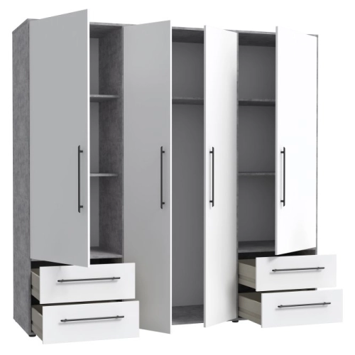 Szafa przesuwna na ubrania 200 cm  Kolor  Beton/Biały