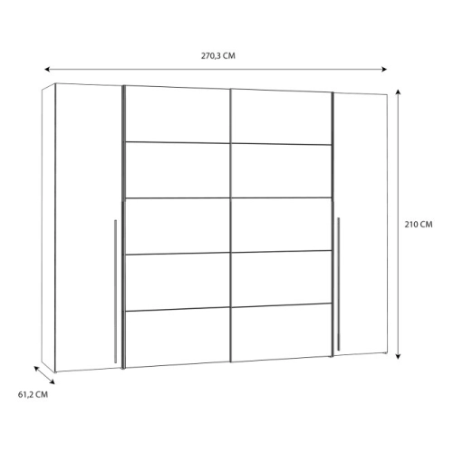 Szafa ubraniowa 270 cm Przesuwna Kolor Orzech Bakersfield/Grafit