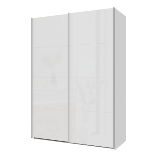 Szafa przesuwna na ubrania 150 cm  Biały / Biały połysk