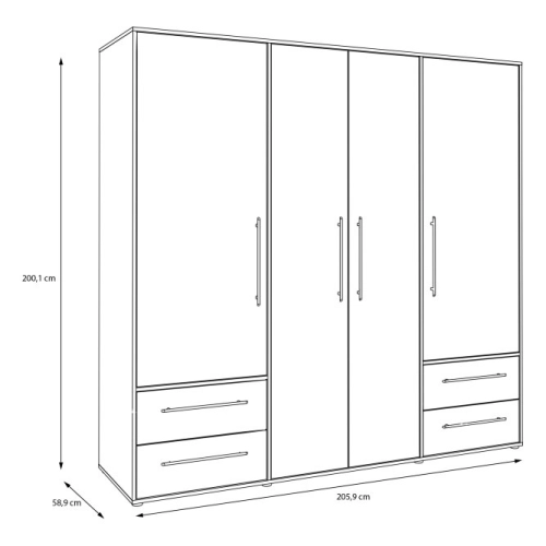 Szafa przesuwna na ubrania 200 cm  Kolor  Czarny