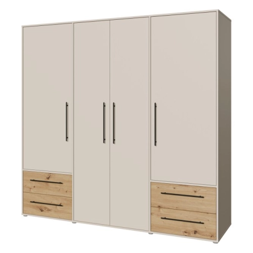 Szafa przesuwna na ubrania 200 cm  Kolor Piaskowy/Dąb Artisan