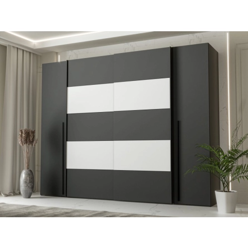 Szafa ubraniowa 270 cm Przesuwna Kolor Czarno / Biały