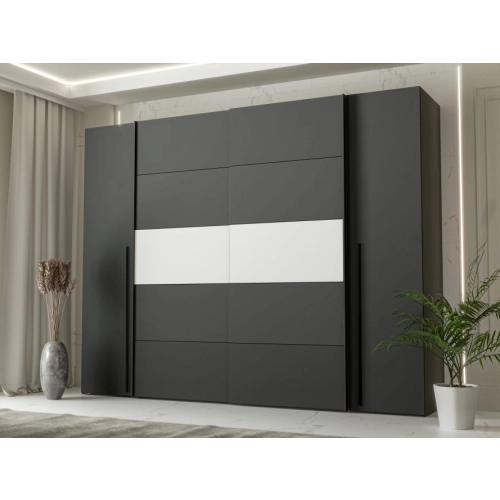 Szafa ubraniowa 270 cm Przesuwna Kolor Czarno / Biały