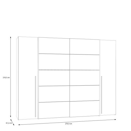 Szafa ubraniowa 270 cm Przesuwna Kolor Czarno / Biały