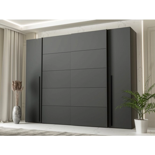 Szafa ubraniowa 270 cm Przesuwna Kolor Czarno / Biały