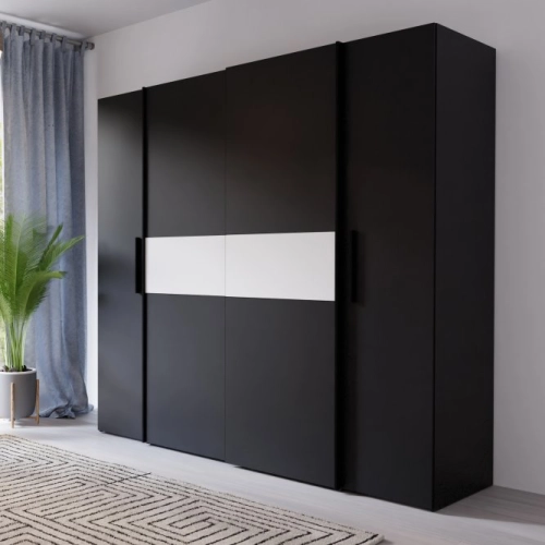 Szafa ubraniowa 200 cm Czarny / Biały