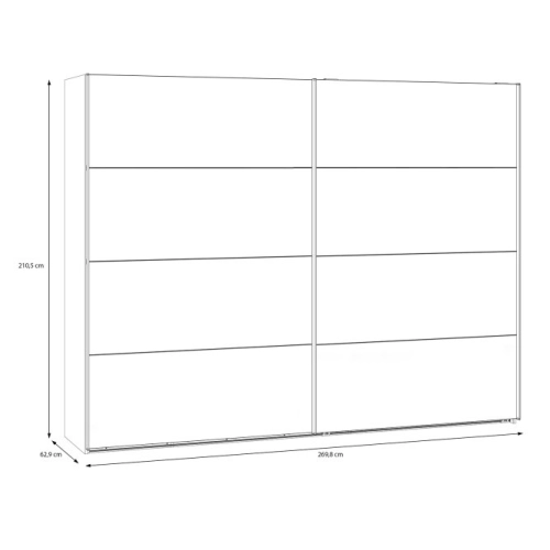 Szafa ubraniowa 270 cm Przesuwna Biały