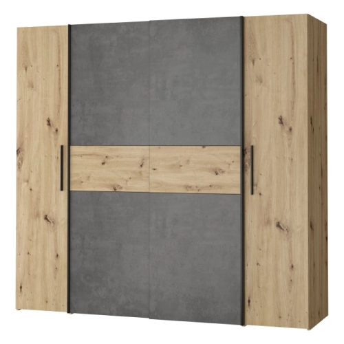 Szafa ubraniowa 200 cm Dąb Artisan / Beton ciemnoszary / Dąb Artisan