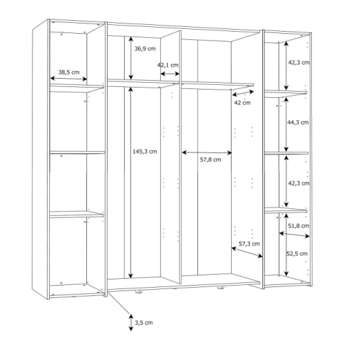 Szafa ubraniowa 200 cm Dąb Piaskowy/Biały