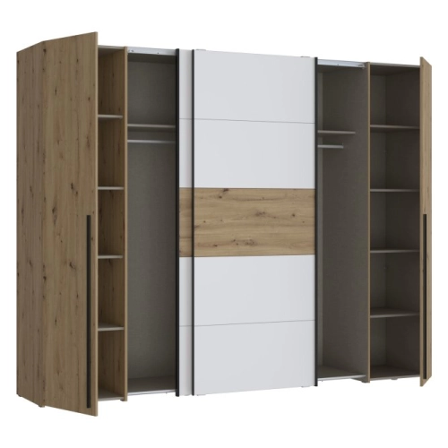 Szafa ubraniowa 270 cm Przesuwna Kolor Dąb Artisan / Biały