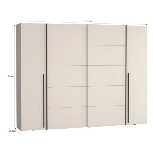 Szafa ubraniowa 270 cm Przesuwna Kolor Piaskowy