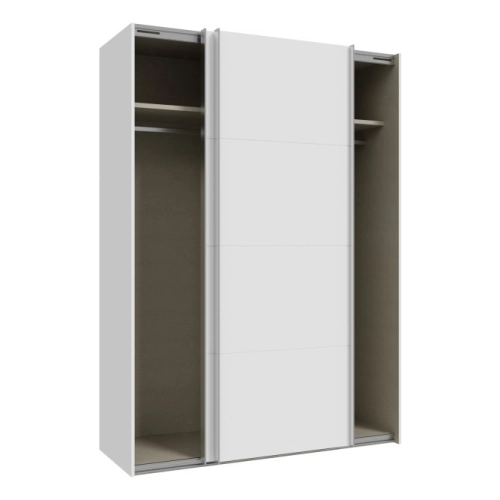 Szafa przesuwna na ubrania 150 cm  Biały / Biały połysk