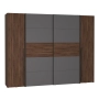 Szafa ubraniowa 270 cm Przesuwna Kolor Orzech Bakersfield/Grafit