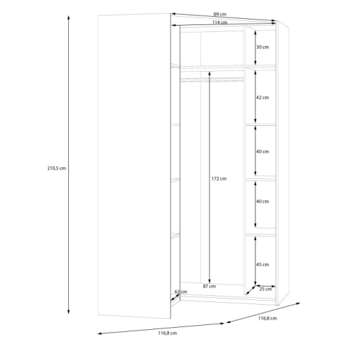 Duża szafa narożna 120x120 cm Biały