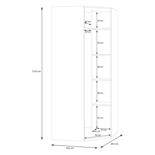 Szafa narożna 90x90 cm Biały
