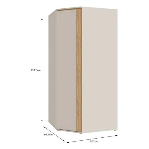 Szafa narożna 90x90 cm  Piaskowy/Dąb Mauvella