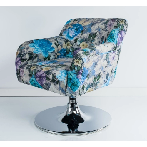 Fotel Obrotowy Kwiaty Podstawa Chromowa