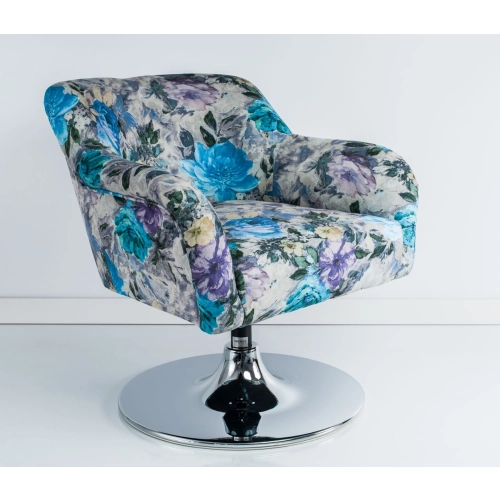 Fotel Obrotowy Kwiaty Podstawa Chromowa