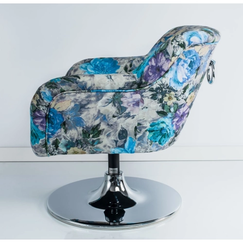Fotel Obrotowy Kwiaty Podstawa Chromowa