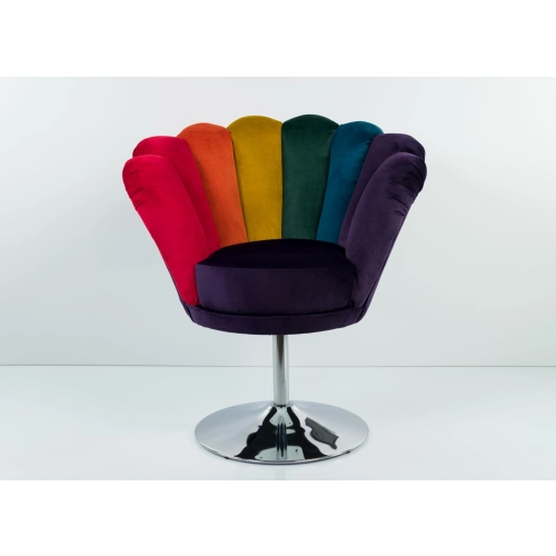 Fotel Muszelka LUX-1 Tęczowy Velvet – designerski fotel glamour
