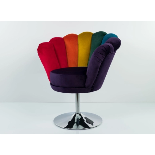 Fotel Muszelka LUX-1 Tęczowy Velvet – designerski fotel glamour