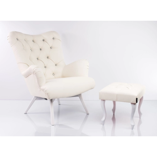 Fotel uszak CHESTERFIELD z podnóżkiem