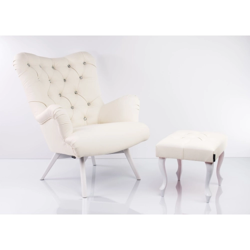 Fotel uszak CHESTERFIELD z podnóżkiem