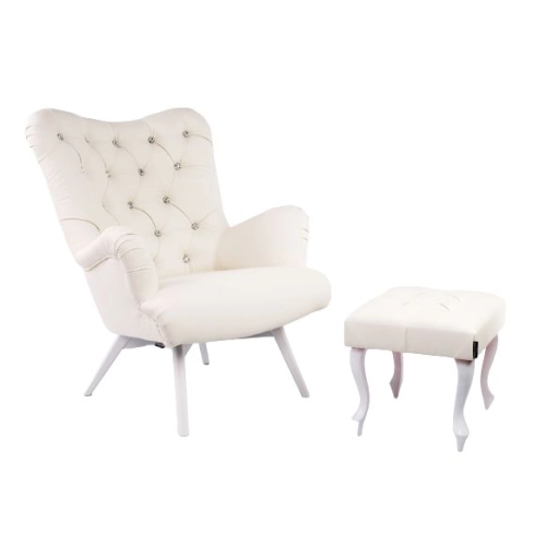 Fotel uszak CHESTERFIELD z podnóżkiem