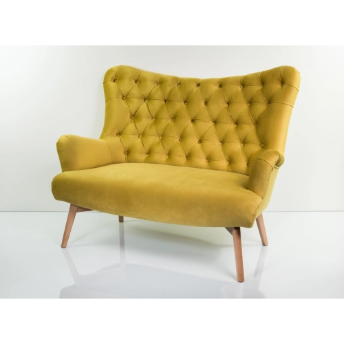 Sofa 2- osobowa Kanapa Fotel Uszak CHESTERFIELD Cytrynowa Żółcień