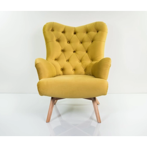 Fotel uszak CHESTERFIELD Cytrynowa Żółcień