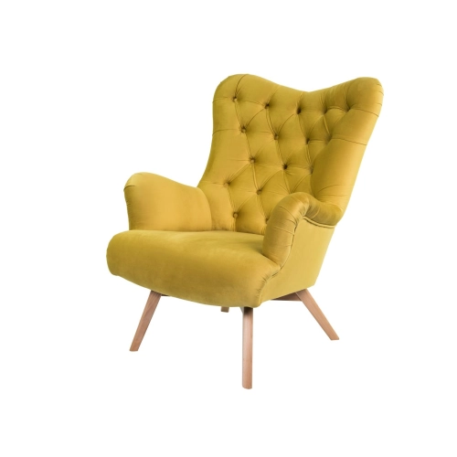 Fotel uszak CHESTERFIELD Cytrynowa Żółcień