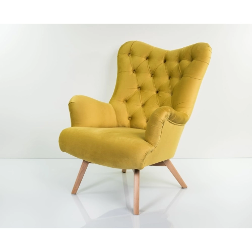 Fotel uszak CHESTERFIELD Cytrynowa Żółcień